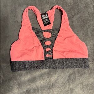 PINK Victoria's Secret Coral and Charcoal Sports Bra